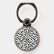 黒と白の斑点模様のスマホリングスタンド