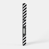 黒と白の斜めストライプ iPhone 16ケース (右側面)