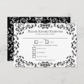 黒と白の旋回ゴシック結婚式招待状 招待状 (正面/裏面)