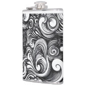 黒と白の旋回パターン フラスク (左)