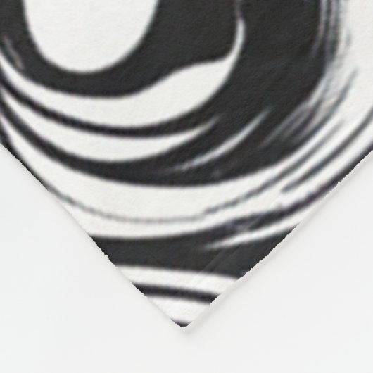 黒と白の旋回パターン フリースブランケット (角)