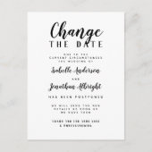 黒と白の日を変更する延期された結婚式 インビテーションポストカード (正面)
