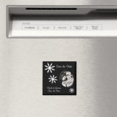 黒と白の日付を保存する冬のウェディングマグネット マグネット (インサイチュ (食洗機))