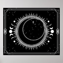 黒と白の星と三日月と太陽