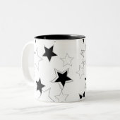 黒と白の星柄マグカップ ツートーンマグカップ (正面左)