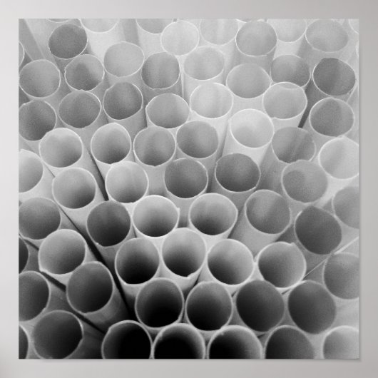 黒と白の曲がるストロー ポスター (正面)