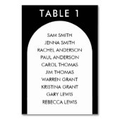 黒と白の曲線アーチ結婚の座席表 テーブルナンバー (正面)