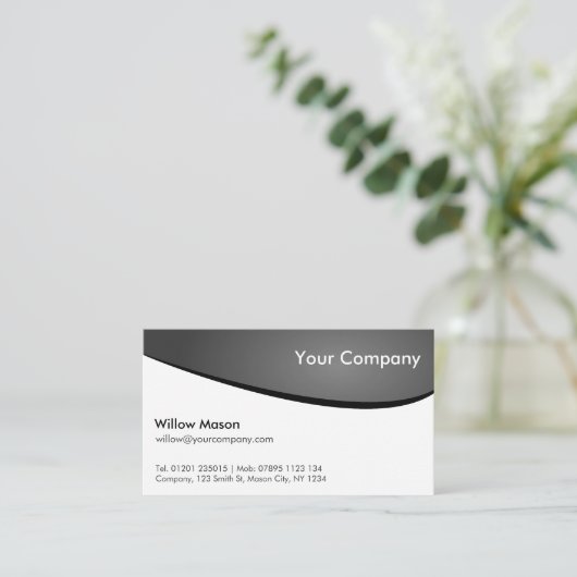 黒と白の曲線、プロフェッショナル名刺 名刺 (スタンド正面)