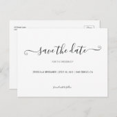 黒と白の書道で日付のはがきを保存 インビテーションポストカード (正面/裏面)