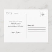 黒と白の書道で日付のはがきを保存 インビテーションポストカード (裏面)