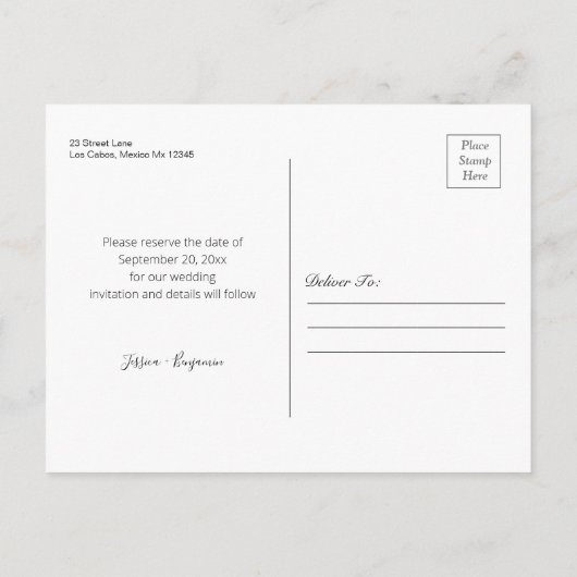 黒と白の書道で日付のはがきを保存 インビテーションポストカード (裏面)