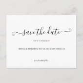 黒と白の書道で日付のはがきを保存 インビテーションポストカード (正面)