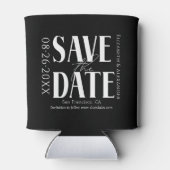 黒と白の書道結婚式の日付を保存 缶クーラー (裏面)