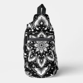 黒と白の曼荼羅ショルダーバッグ スリングバッグ (正面)