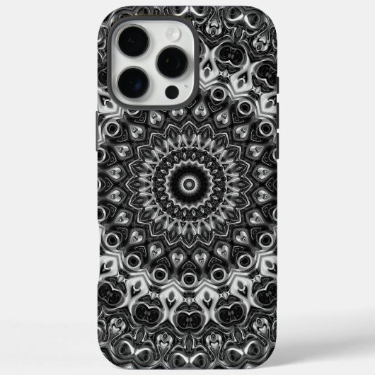 黒と白の曼荼羅幾何学デザイン Case-Mate iPhoneケース (裏面)