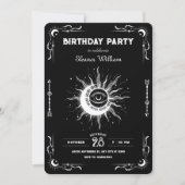 黒と白の月と太陽タロットセレストियल 誕生日 招待状 (正面)