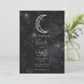 黒と白の月 天体 夜 空の星 結婚式 招待状 (スタンド正面)