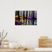 黒と白の木の反射と黄色の紫 ポスター (キッチン)