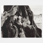 黒と白の木の根 フリースブランケット (正面(横))