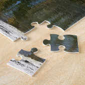 黒と白の木、青の水反射 ジグソーパズル (側面)