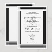 黒と白の枠付きの結婚式 招待状 (正面/裏面)