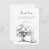 黒と白の森のクマ赤ちゃんシャワーありがとう サンキューカード (正面/裏面)