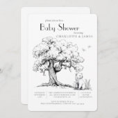 黒と白の森のクマ赤ちゃんシャワー招待状 招待状 (正面/裏面)