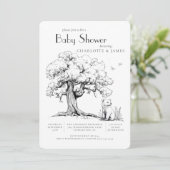 黒と白の森のクマ赤ちゃんシャワー招待状 招待状 (スタンド正面)