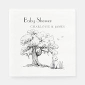 黒と白の森のクマ赤ちゃんシャワー スタンダードランチョンナプキン (正面)