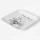 黒と白の森のクマ赤ちゃんシャワー ペーパープレート (傾斜あり)