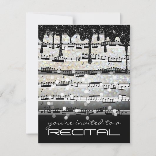 黒と白の楽譜のリサイタル 招待状 (正面)