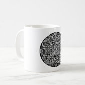 黒と白の毛糸の玉の曼荼羅 コーヒーマグカップ (正面左)