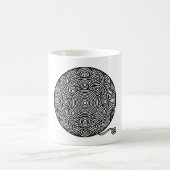黒と白の毛糸の玉の曼荼羅 コーヒーマグカップ (中央)