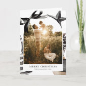 黒と白の水の色の家族の写真 シーズンカード (正面)