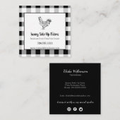 黒と白の水牛の格子柄 スクエア名刺 (正面/裏面)