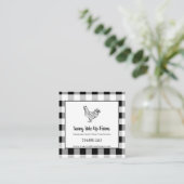 黒と白の水牛の格子柄 スクエア名刺 (スタンド正面)