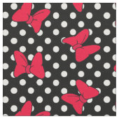 黒と白の水玉模様で、赤いマンガの大きな弓を持つ ファブリック (クローズアップ)