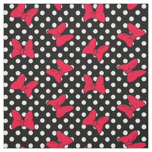 黒と白の水玉模様で、赤いマンガの大きな弓を持つ ファブリック (見本)