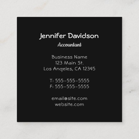 黒と白の水玉模様のホットピンクのモノグラム スクエア名刺 (裏面)