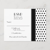 黒と白の水玉模様の結婚式の出欠確認カード 出欠カード (裏面)