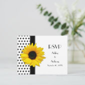 黒と白の水玉模様の結婚式出欠確認カード 出欠カード (スタンド正面)