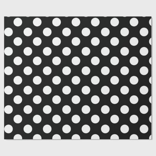 黒と白の水玉模様の誕生日パーティー ラッピングペーパー (フラット)