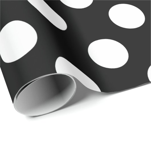 黒と白の水玉模様の誕生日パーティー ラッピングペーパー (ロールコーナー)