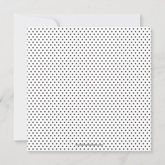 黒と白の水玉模様傘のベビーシャワー 招待状 (裏面)