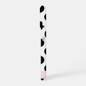黒と白の水玉模様 名前入り iPhone 16ケース (左側面)