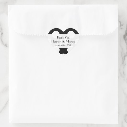 黒と白の水玉模様, 水玉, 結婚式 ハートシール (バッグ)