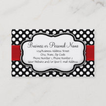 黒と白の水玉模様（赤いリボン付き）