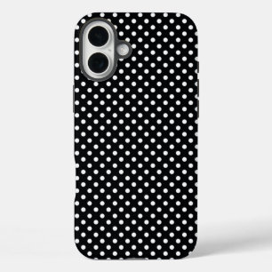 黒と白の水玉模様 iPhone 16 PLUSケース
