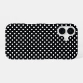 黒と白の水玉模様 iPhone 16ケース (裏面横)