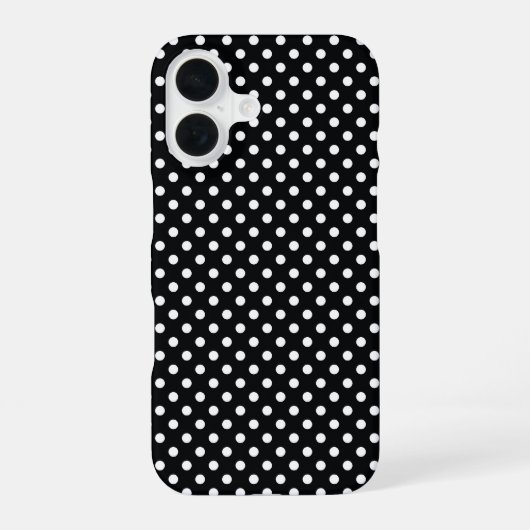 黒と白の水玉模様 iPhone 16ケース (裏面)